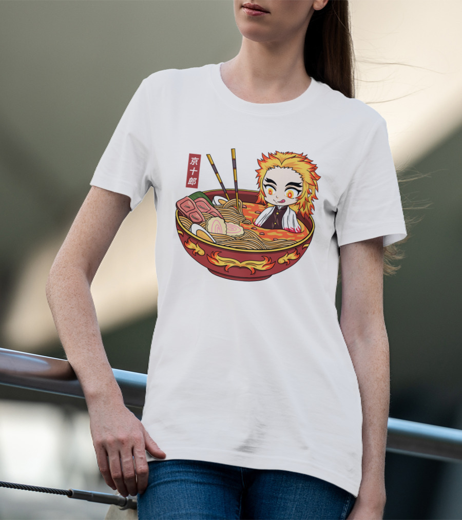 Kimetsu No Yaiba Demon Slayer Rengoku In Ramen Bowl Anime T-Shirt