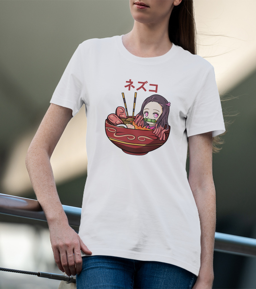Nezuko Ramen Bowl Kimetsu No Yaiba Demon Slayer Character T-Shirt