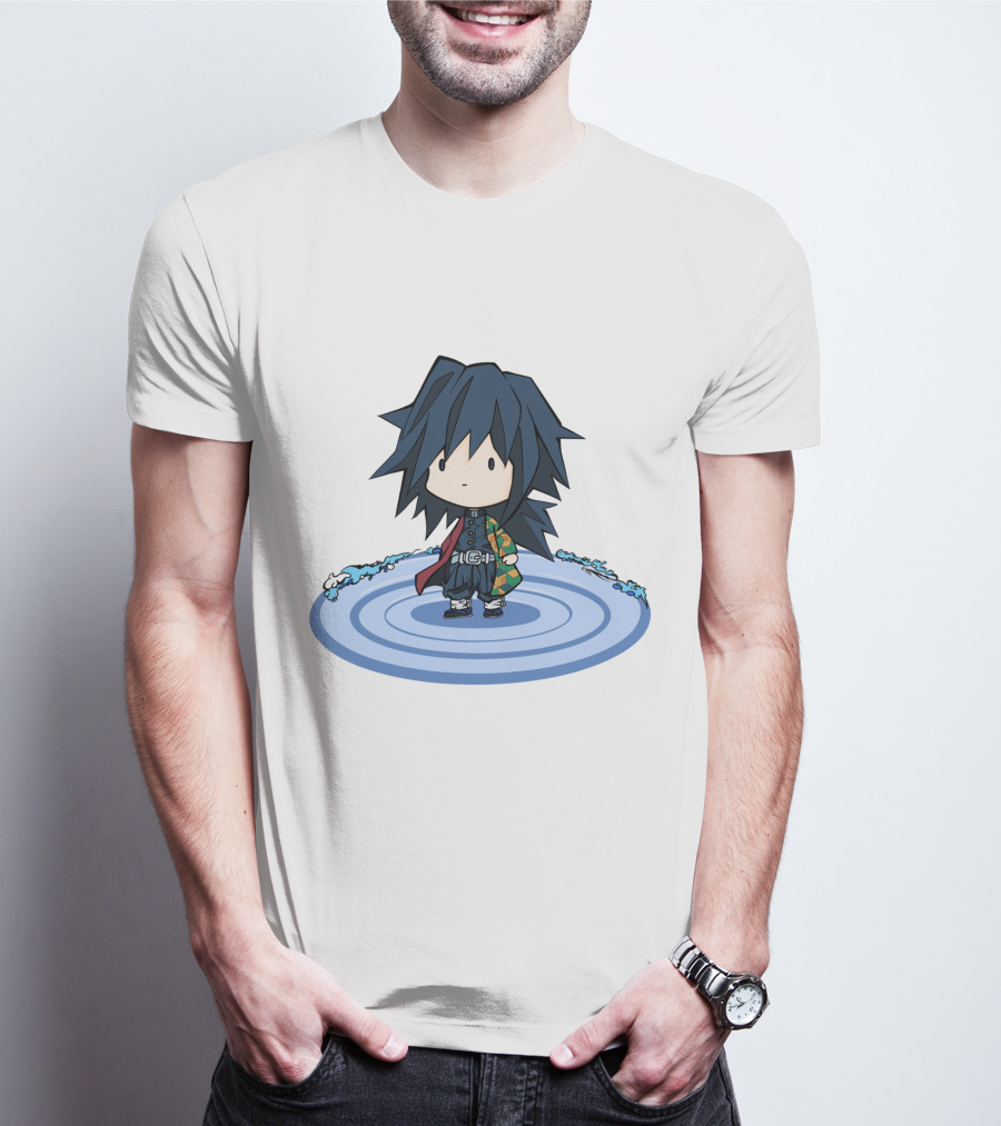 Giyu Tomioka Chibi Character Water Circle Kimetsu No Yaiba Demon Slayer T-Shirt