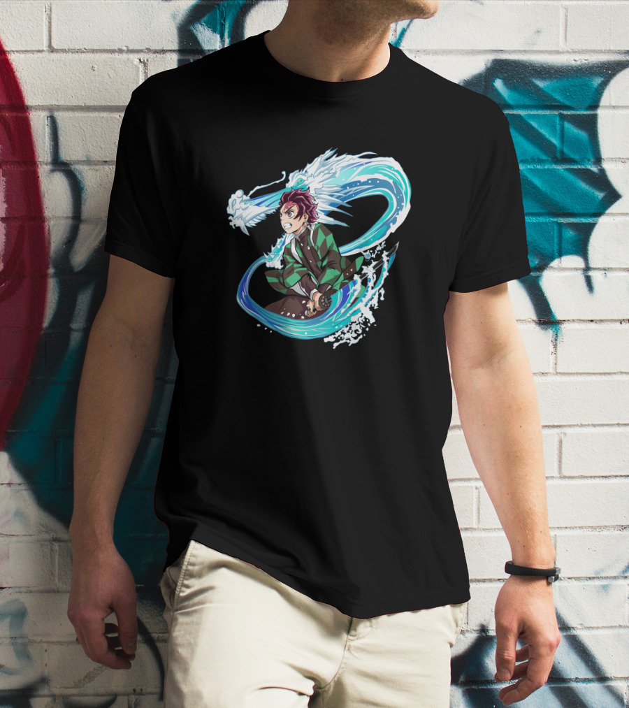 Demon Slayer Kimetsu No Yaiba Tanjiro Kamado Water Breathing Technique Dragon Wave T-Shirt