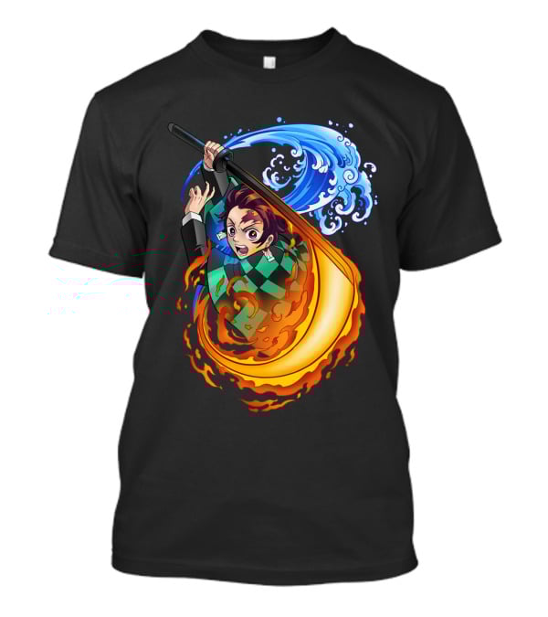 Demon Slayer Kimetsu No Yaiba Tanjiro Kamado Water And Fire Attack T-Shirt
