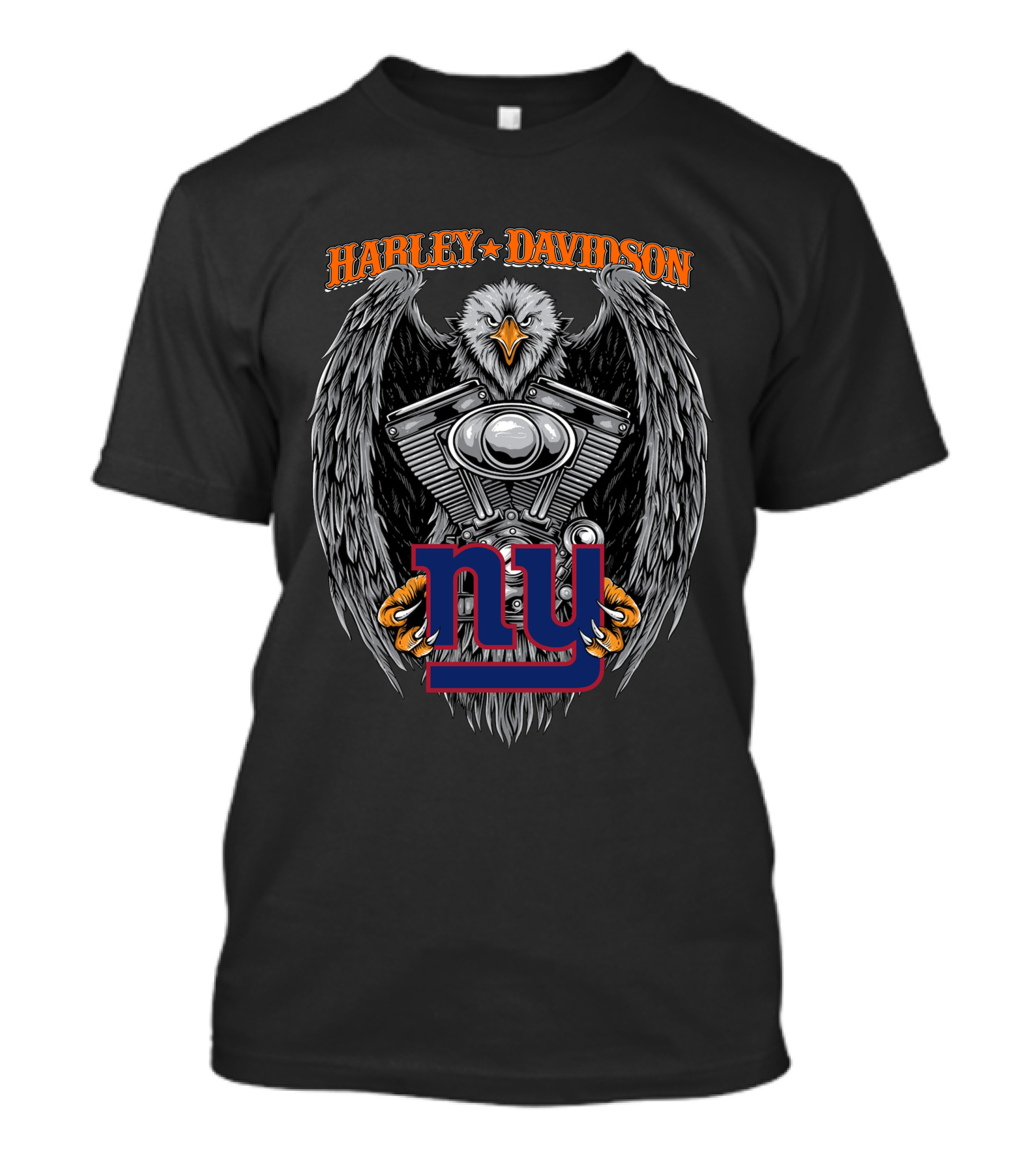 Harley Davidson Eagle Engine With New York Giants T-Shirt