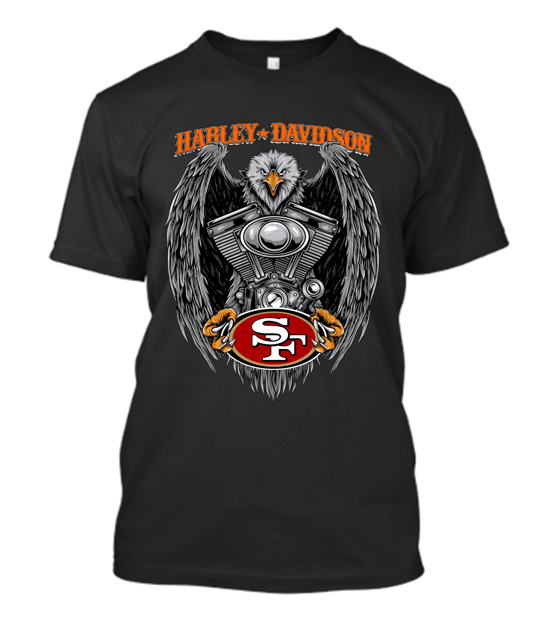 Harley Davidson Eagle San Francisco 49ers Motorcycle Engine T-Shirt
