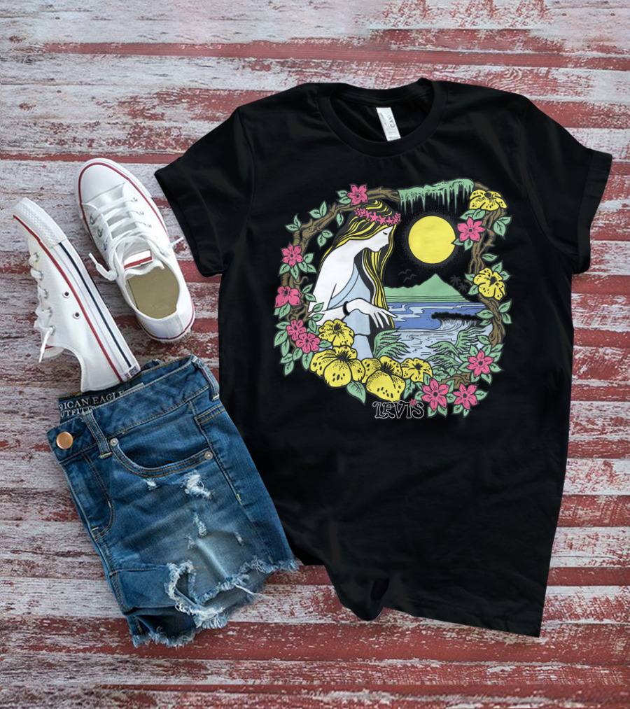 Levis Nature Goddess Tropical Paradise Scene T-Shirt