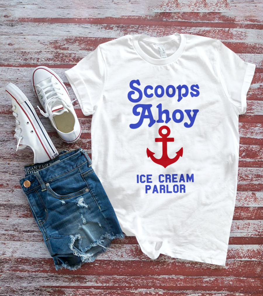 Scoops Ahoy Ice Cream Parlor Red Anchor Logo Iconic Stranger Things Merchandise T-Shirt