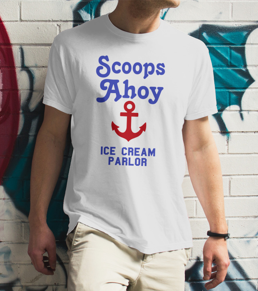 Scoops Ahoy Ice Cream Parlor Red Anchor Logo Iconic Stranger Things Merchandise T-Shirt