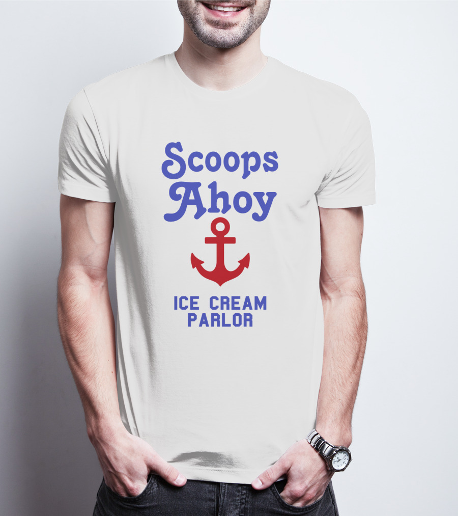 Scoops Ahoy Ice Cream Parlor Red Anchor Logo Iconic Stranger Things Merchandise T-Shirt