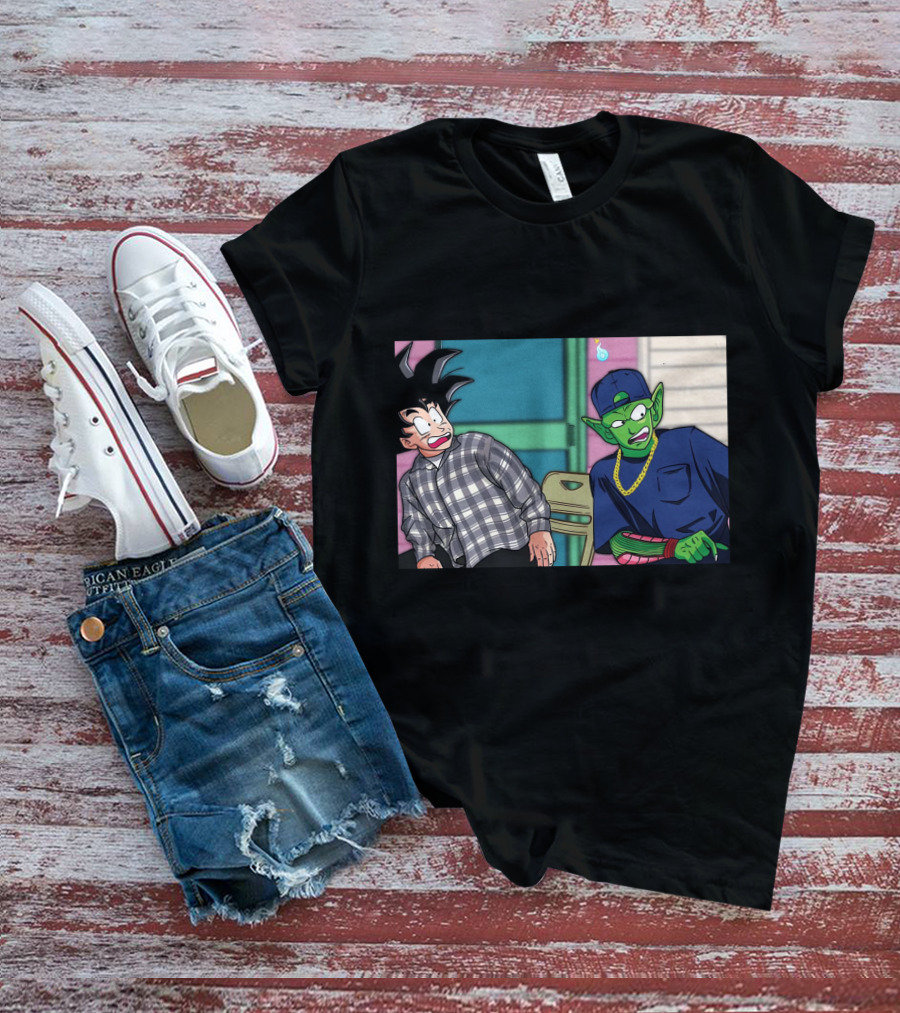 Goku And Piccolo Damn Friday Crossover Plaid Shirt Gold Chain Hat T-Shirt