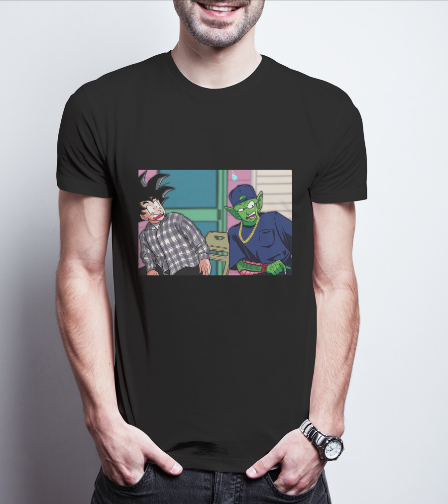 Goku And Piccolo Damn Friday Crossover Plaid Shirt Gold Chain Hat T-Shirt