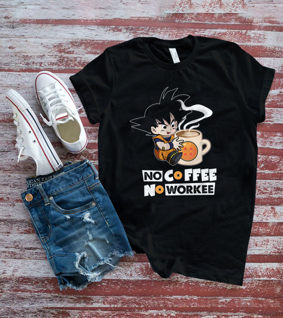 Kid Goku No Coffee No Workee Dragon Ball Mug T-Shirt