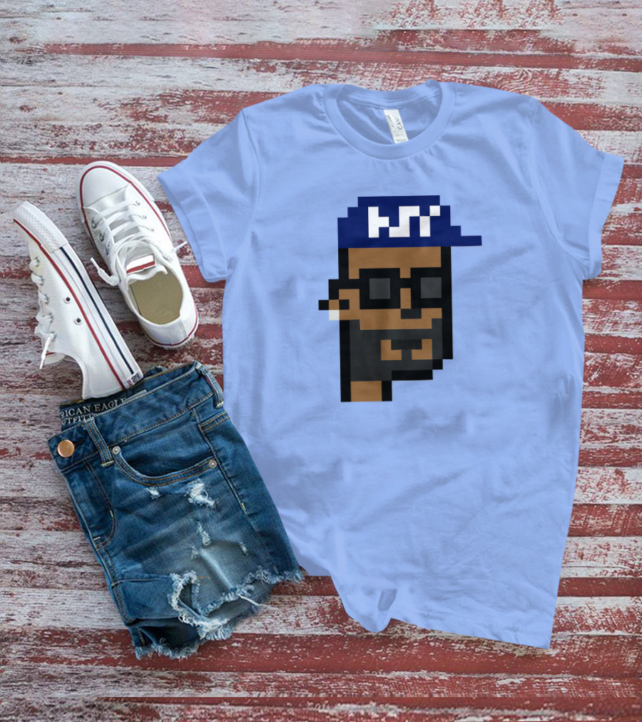 Open Sea Store Citipunk 0003 Julia NFT Pixel Art Character With Blue Cap And Glasses T-Shirt