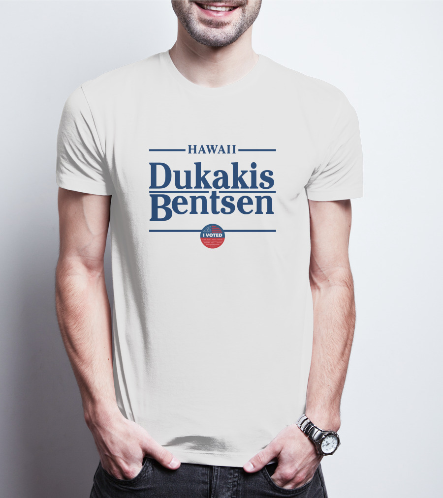 Hawaii Dukakis Bentsen I Voted Badge T-Shirt