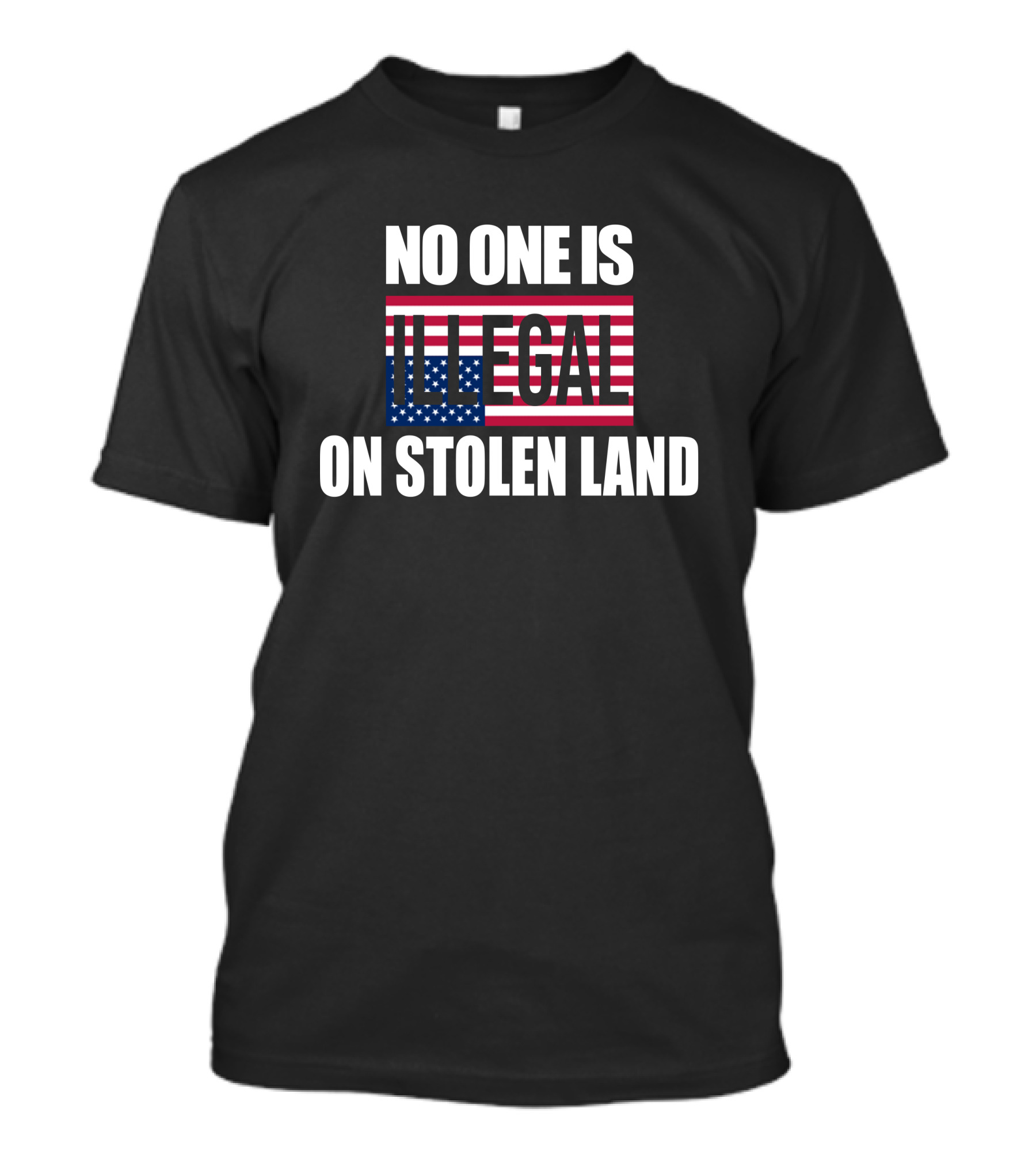 NO ONE IS ILLEGAL ON STOLEN LAND USA FLAG T-Shirt