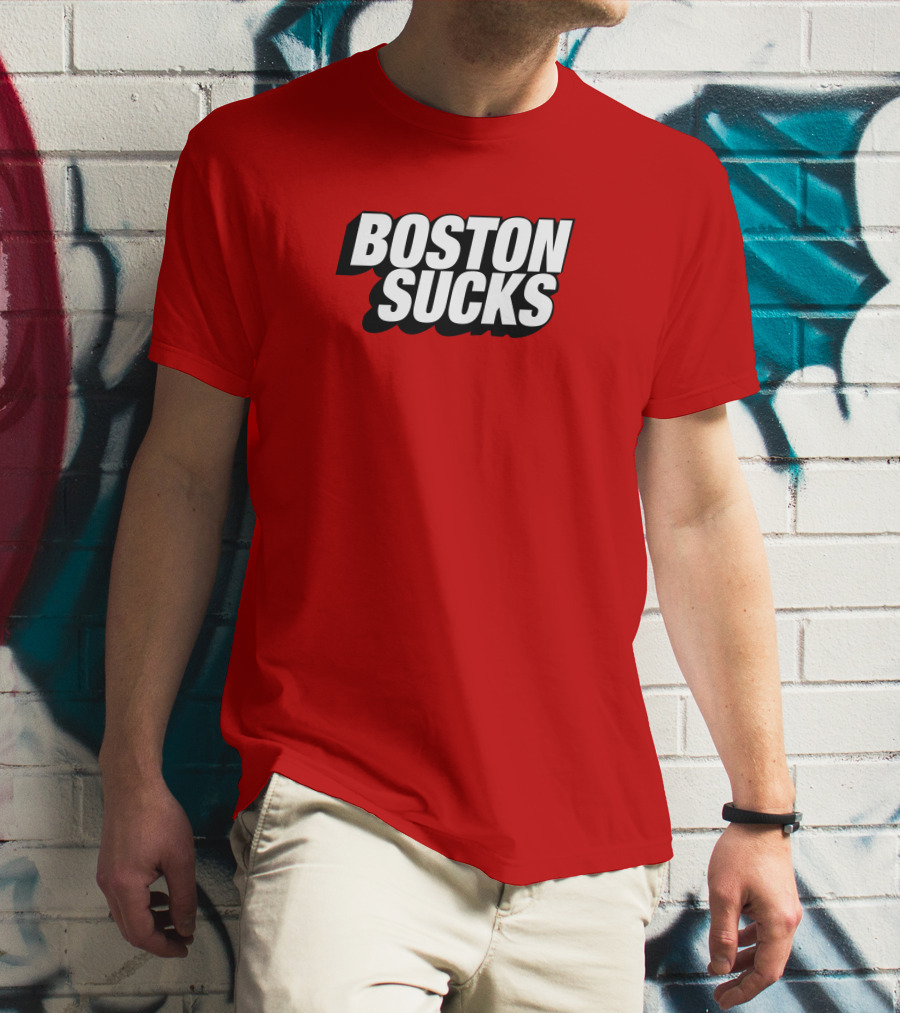 New York Post Sports Boston Sucks Red T-Shirt