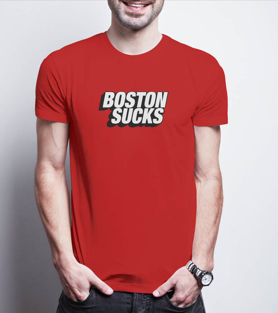 New York Post Sports Boston Sucks Red T-Shirt