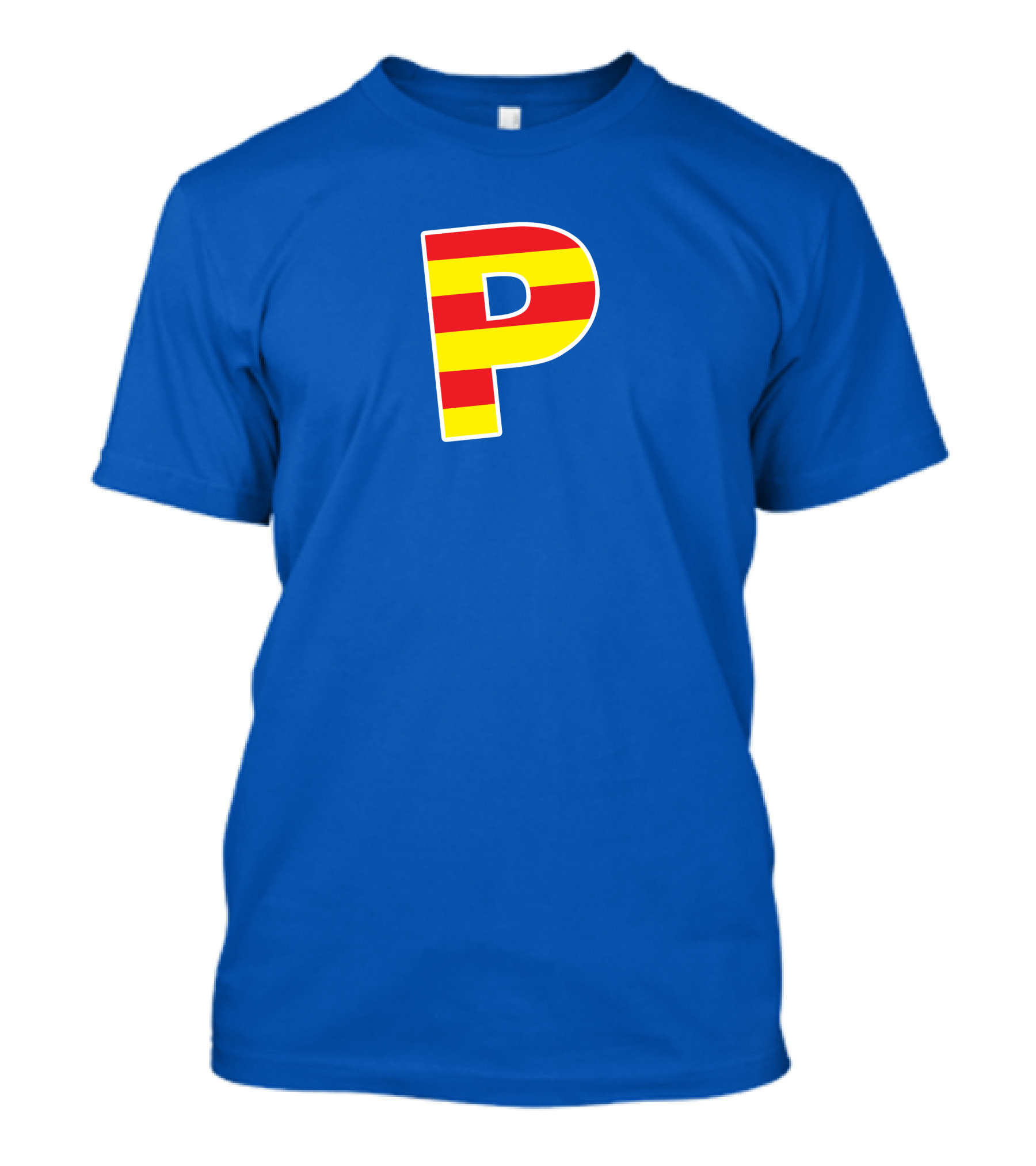Pghlfilms P Yellow And Red Stripes Blue Background T-Shirt