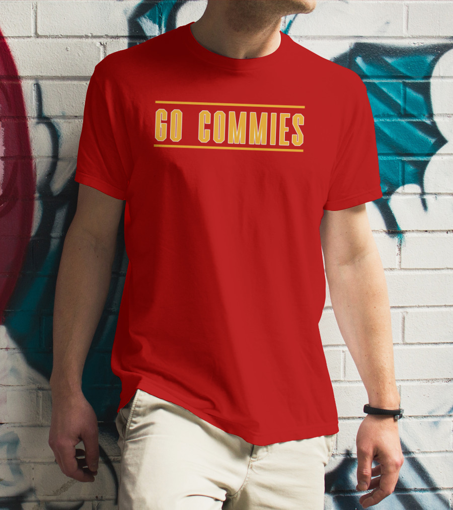 Go Commies Yellow Text On Red T-Shirt