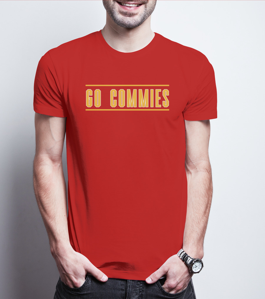 Go Commies Yellow Text On Red T-Shirt