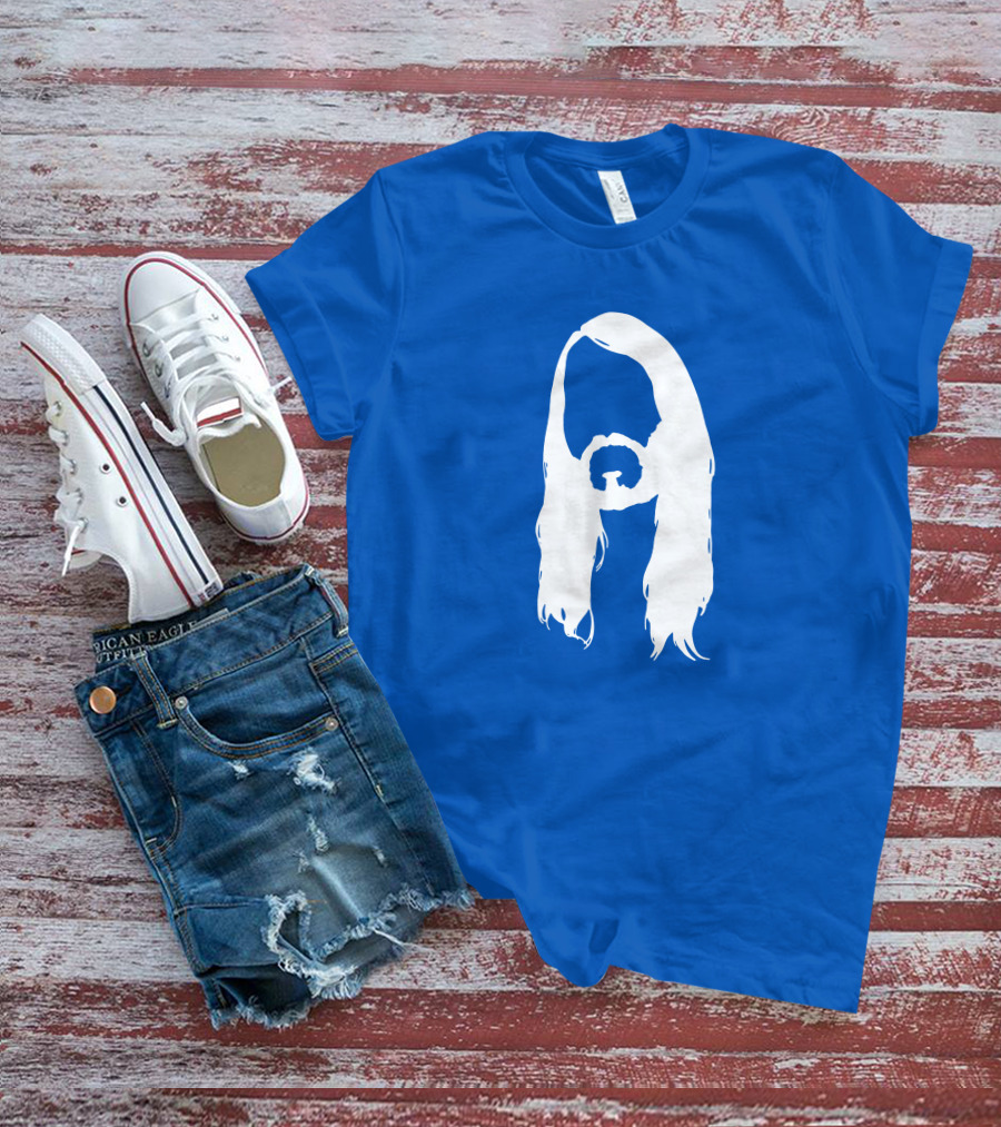Moist Merch Charlie Head Silhouette Long Hair Blue T-Shirt