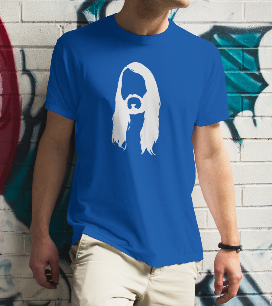 Moist Merch Charlie Head Silhouette Long Hair Blue T-Shirt