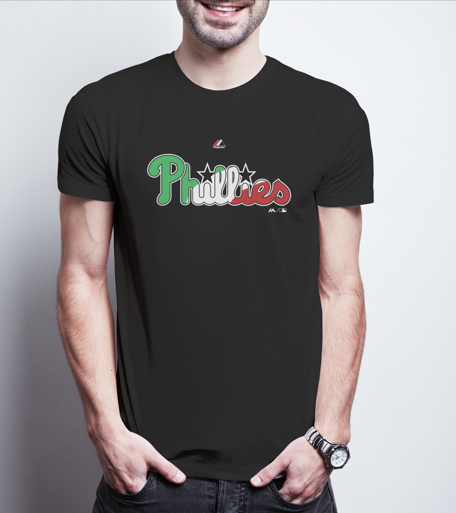 Philadelphia Phillies Majestic Phillies Green Red Black White Star T-Shirt