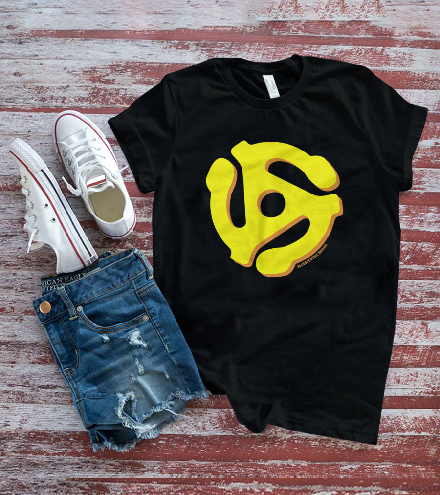Bluescentric Brand Yellow 45 RPM Vinyl Record Adapter T-Shirt