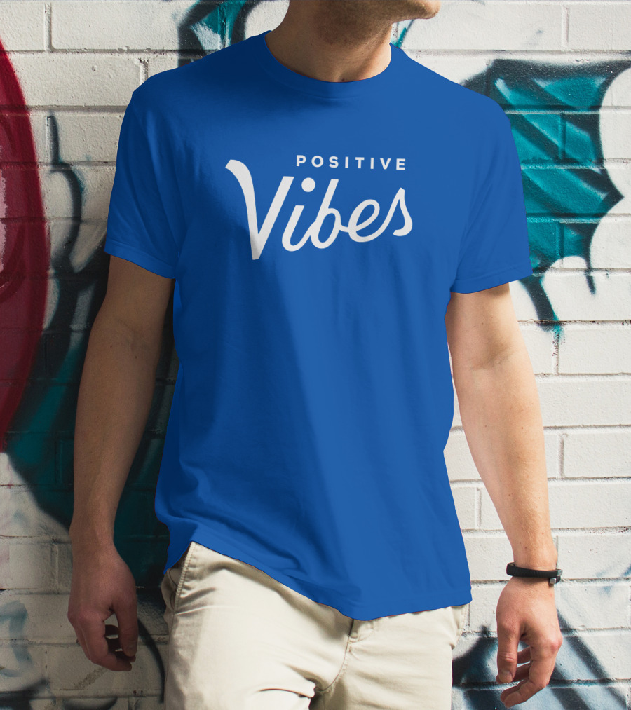 Olympiasports Positive Vibes Michael Schwab Blue Typography T-Shirt