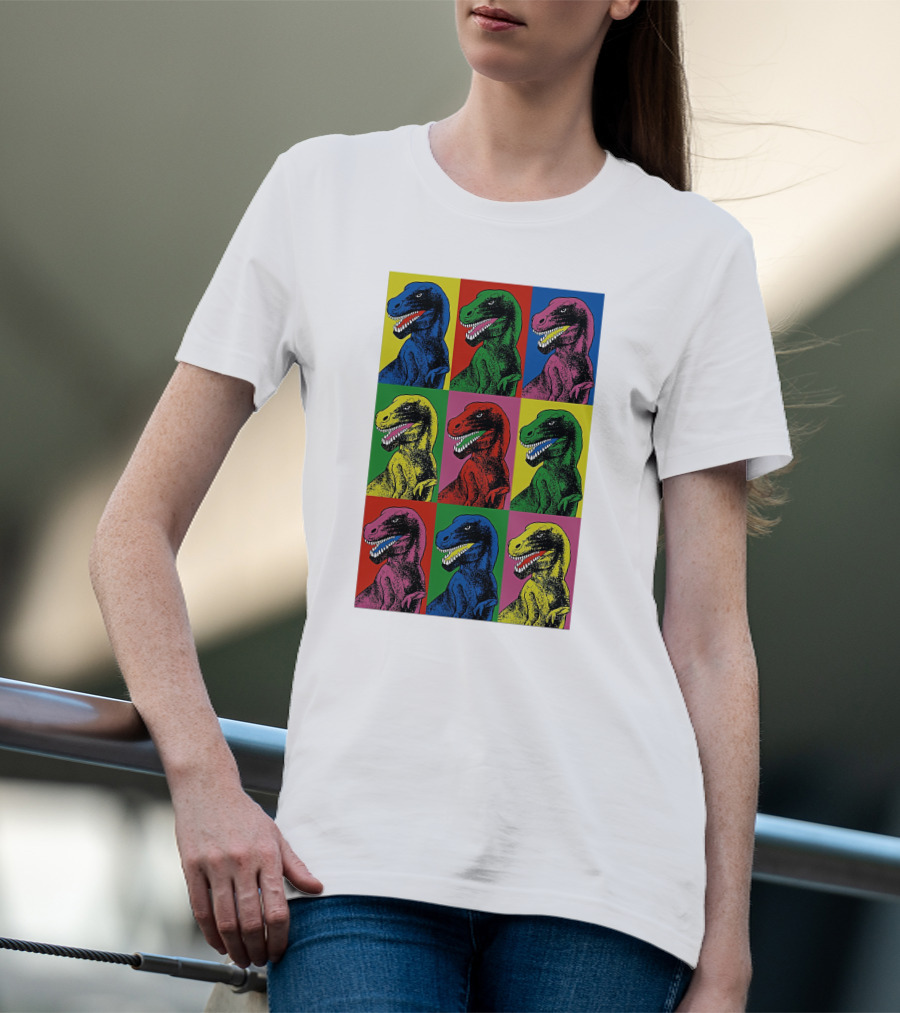 Steven Spielberg Jurassic Park Dinosaur Pop Art Universalpics Andy Warhol T-Shirt