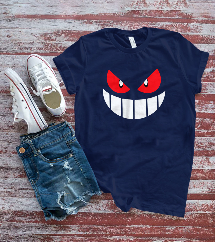 Gengar Pokemon Eyes Grinning Face Red Eyes White Teeth T-Shirt