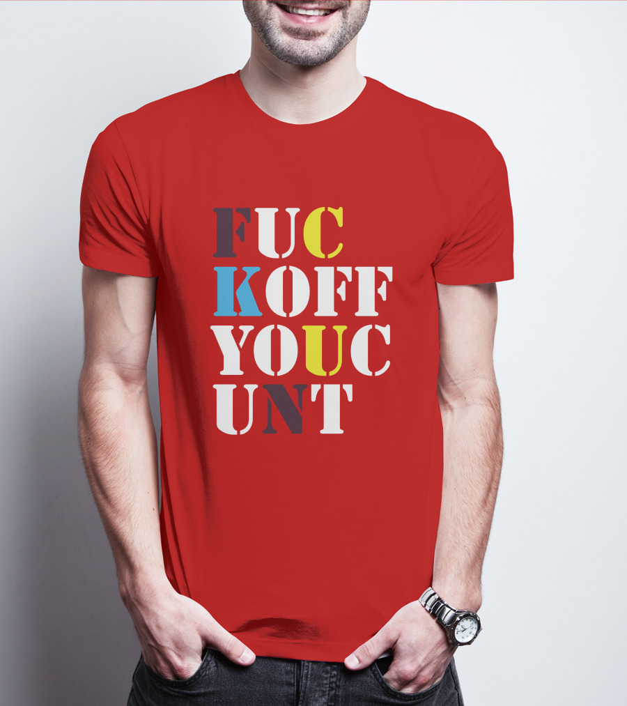 Dave Surman FUC KOFF YOUC UNT Text T-Shirt