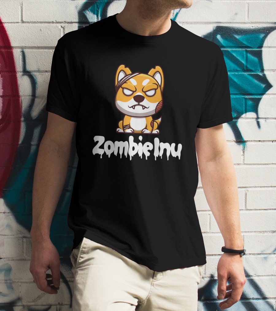 Zombie Inu Zinu Token Fierce Canine Character T-Shirt