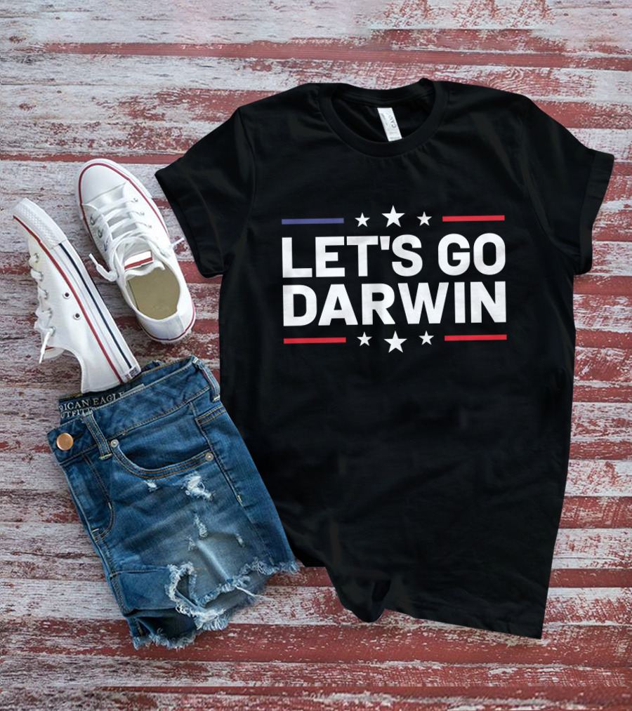 Chuckwestover Let's Go Darwin Stars Red White Blue T-Shirt