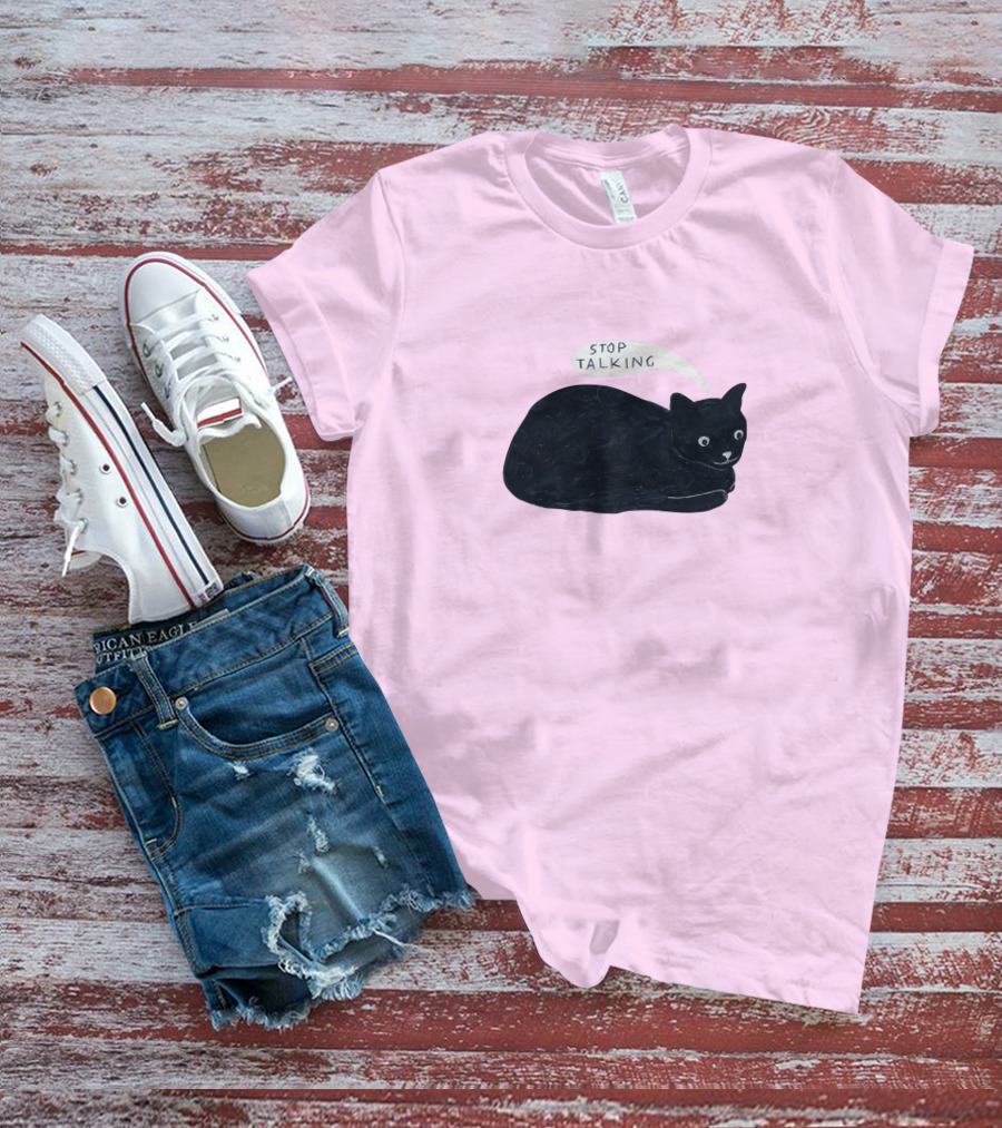Randall Mann Stop Talking Cat Black Cat T-Shirt