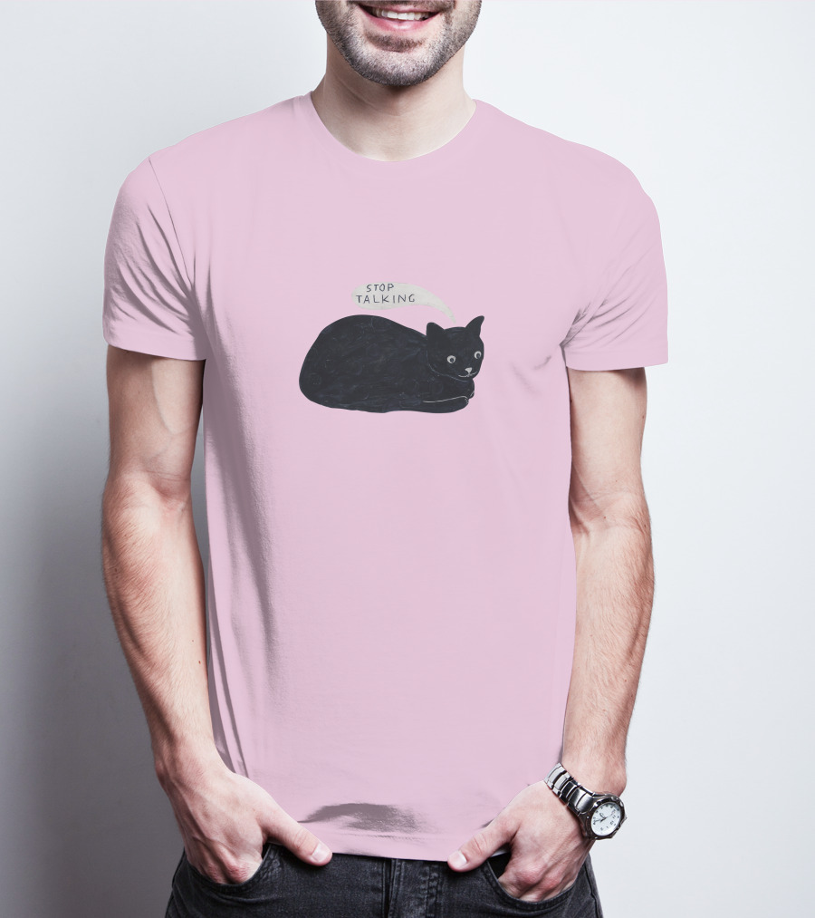 Randall Mann Stop Talking Cat Black Cat T-Shirt