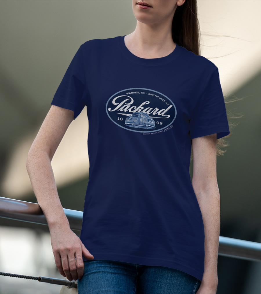 Warren OH Birthplace Of Packard 1899 Vintage Car Grill Navy Tonal T-Shirt