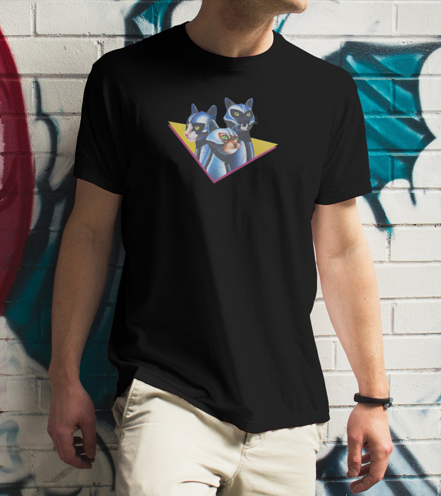 Yogscast Store Bouphe 80's Cat Space Trio Retro Sci-Fi Aesthetic T-Shirt