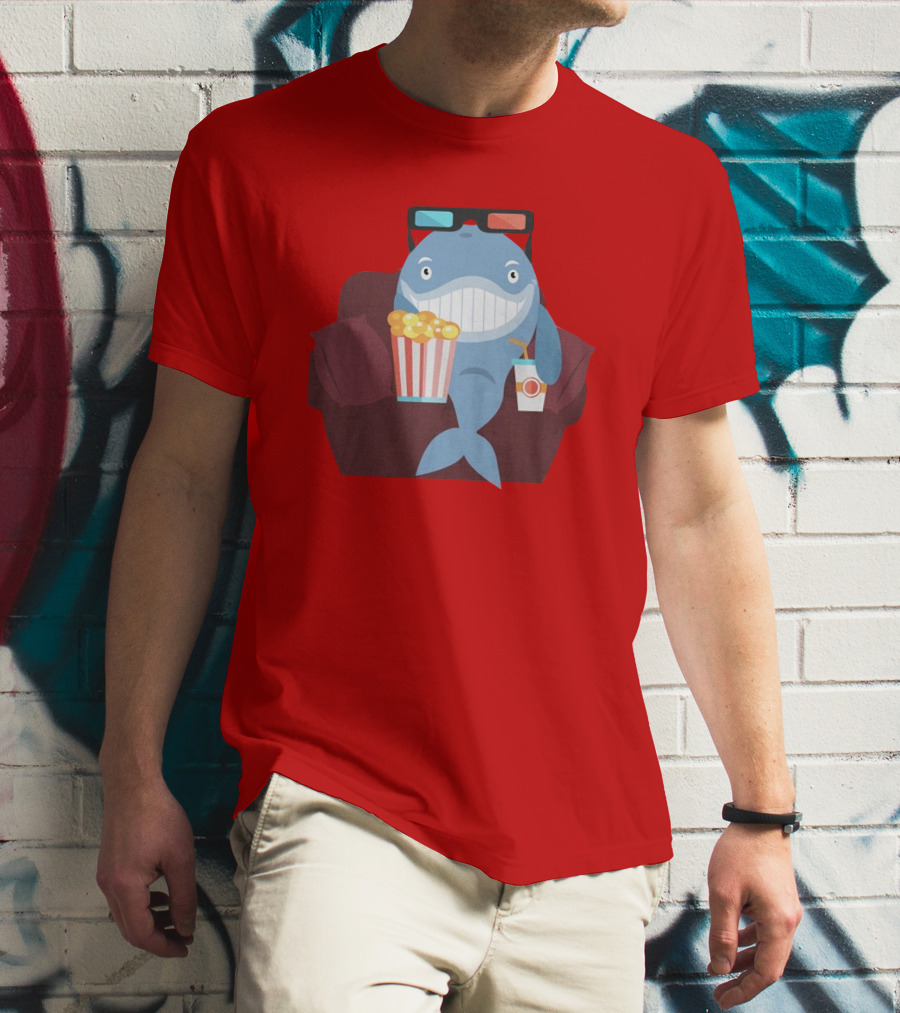 Pete G Whales Popcorn 3D Glasses Cinema T-Shirt