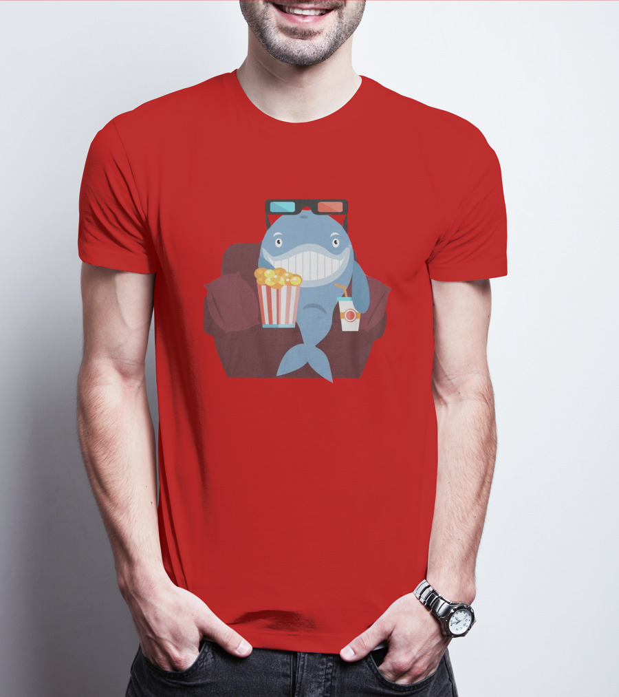 Pete G Whales Popcorn 3D Glasses Cinema T-Shirt