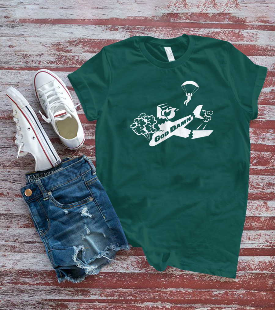 God Damn 3.0 Airplane Parachute Text Kfc T-Shirt