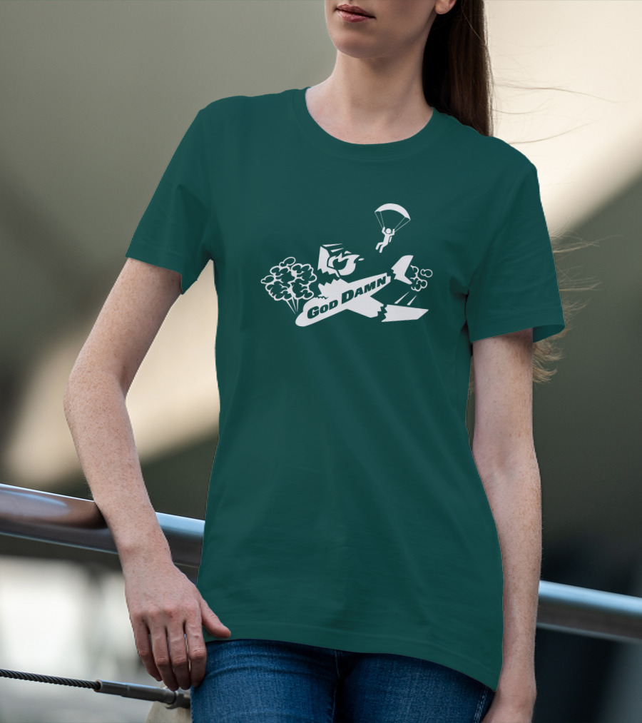 God Damn 3.0 Airplane Parachute Text Kfc T-Shirt