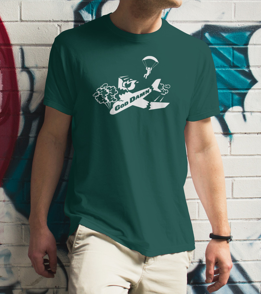 God Damn 3.0 Airplane Parachute Text Kfc T-Shirt