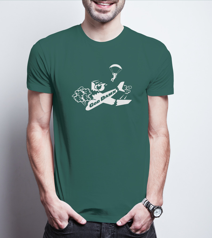 God Damn 3.0 Airplane Parachute Text Kfc T-Shirt