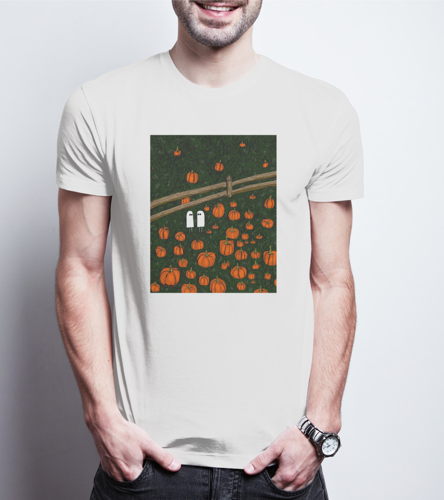 Nadiatheartist Shop Date Night Ghosts In Pumpkin Patch T-Shirt