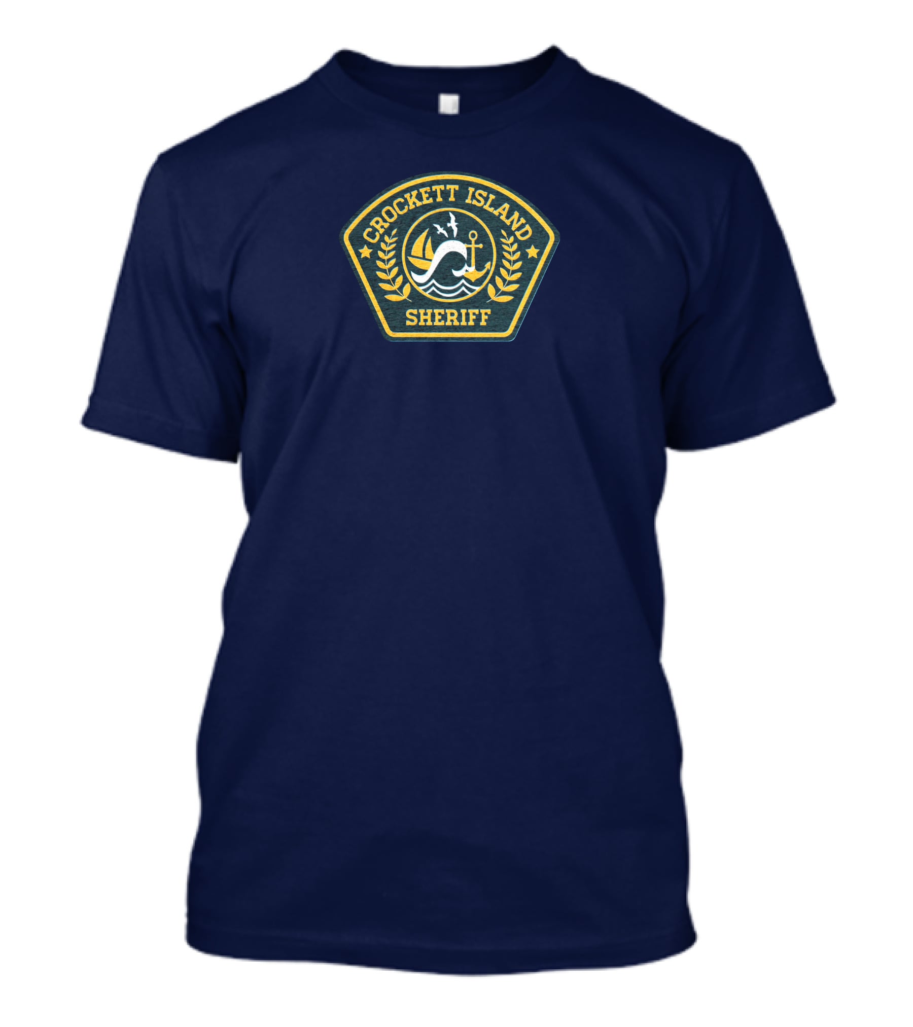 Crockett Island Sheriff Badge By Kevin McDermott Ocean Anchor Wave Emblem T-Shirt