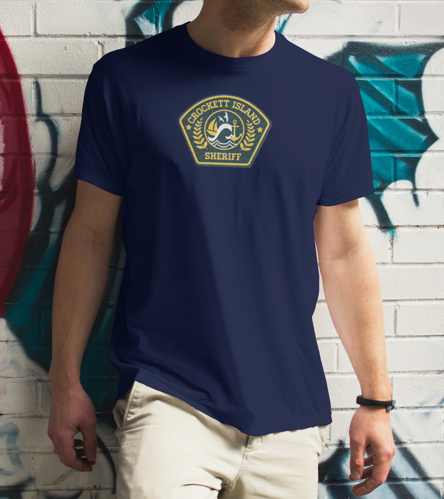 Crockett Island Sheriff Badge By Kevin McDermott Ocean Anchor Wave Emblem T-Shirt