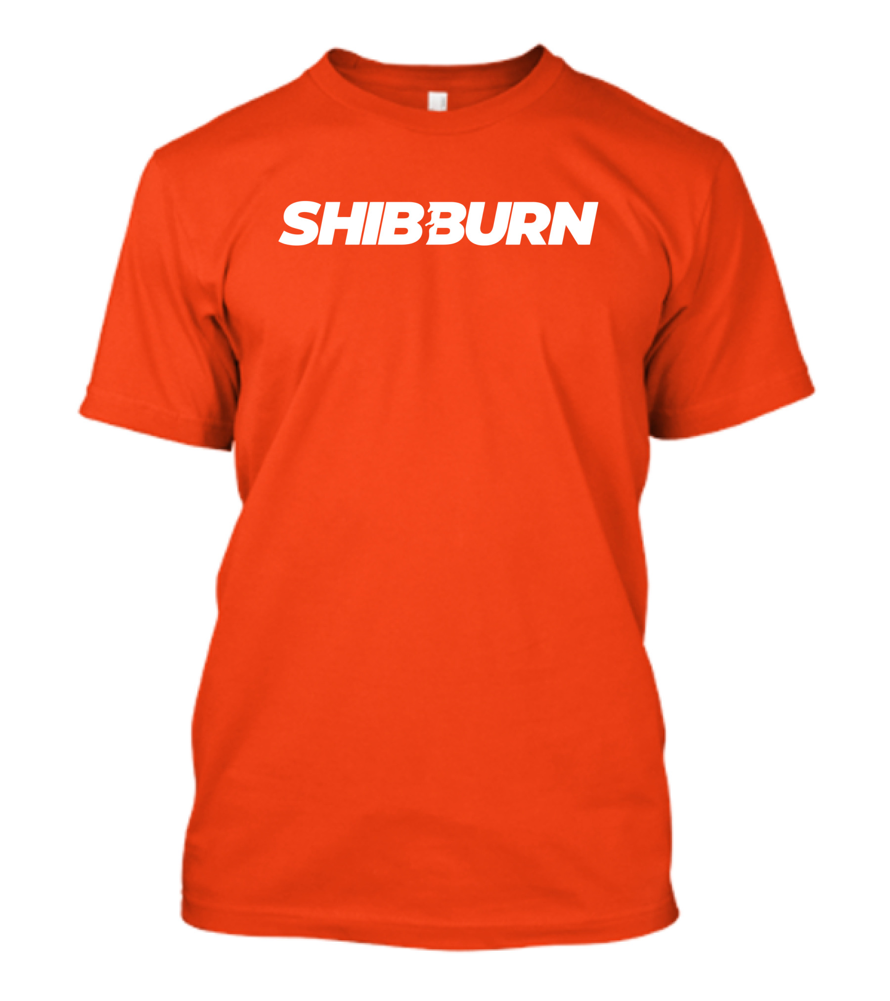 Shibburn Cryptocurrency Concept Bold White Text On Vibrant Orange Background T-Shirt