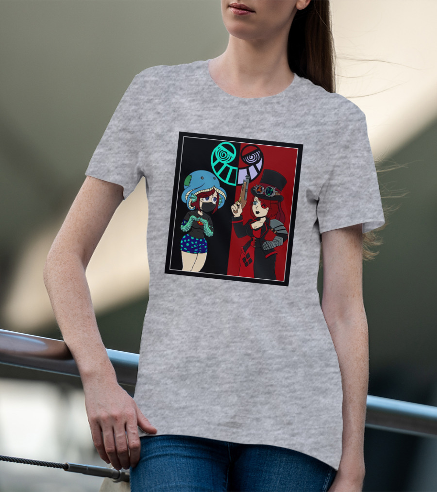 Frenemies Forever Threadless Blowing Off Steam Misssteam Steampunk And Aquatic Duel T-Shirt