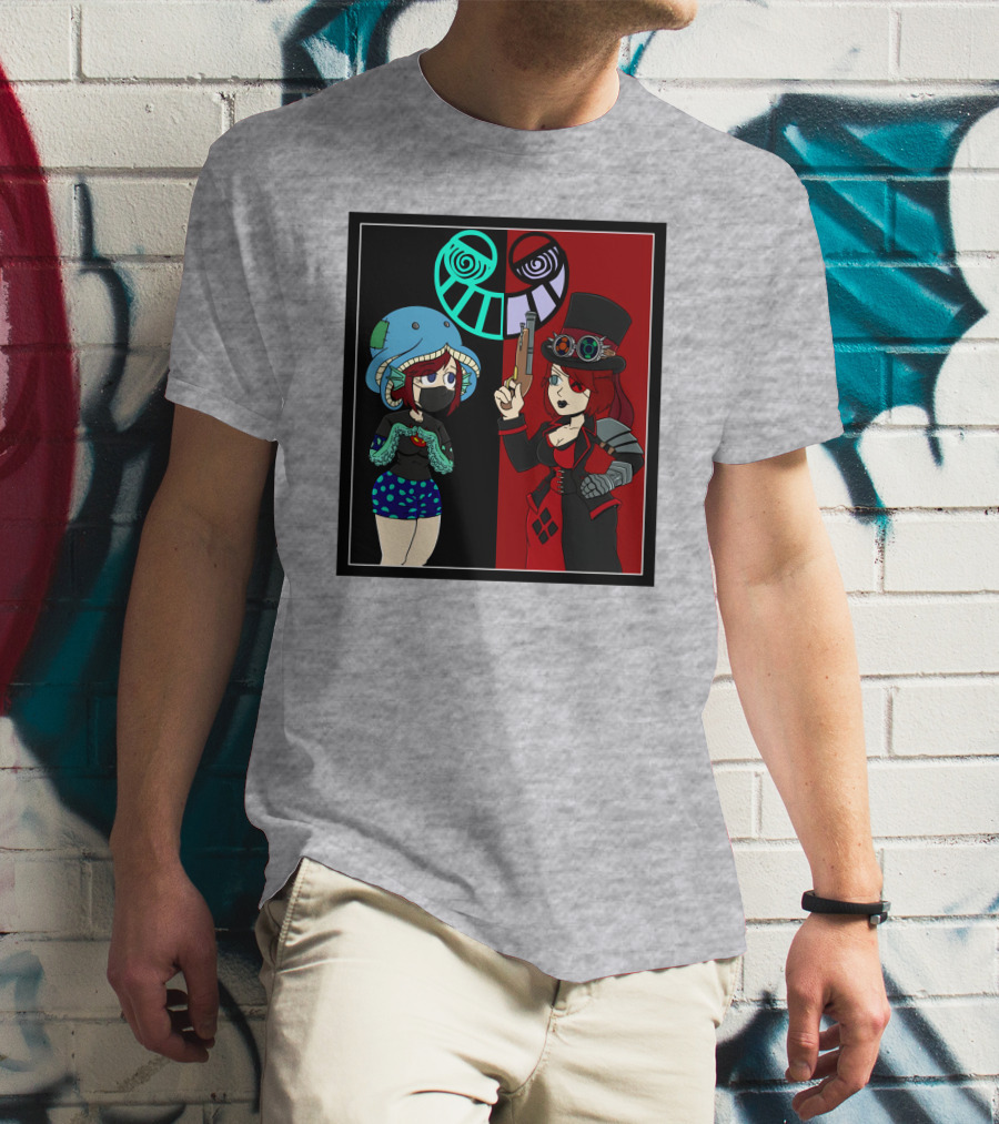 Frenemies Forever Threadless Blowing Off Steam Misssteam Steampunk And Aquatic Duel T-Shirt