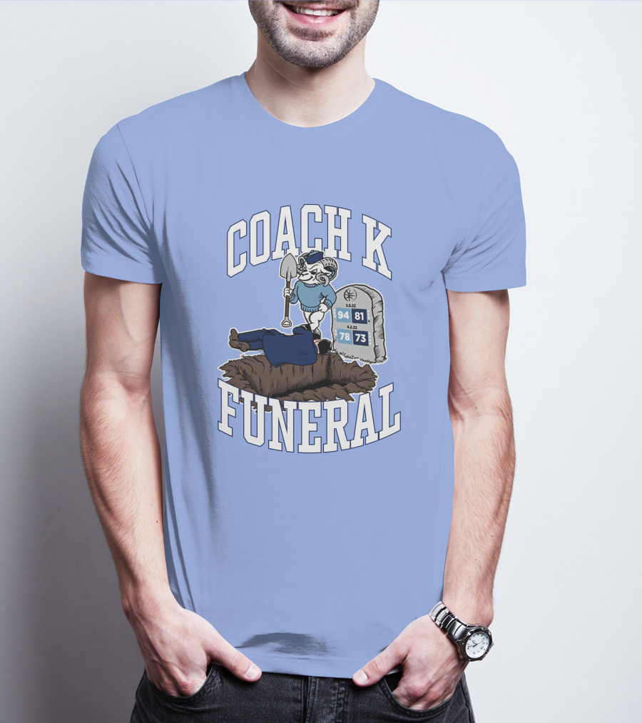 Big Cat Coach K Funeral Digging Cartoon Shovel Logo Dave Portnoy T-Shirt