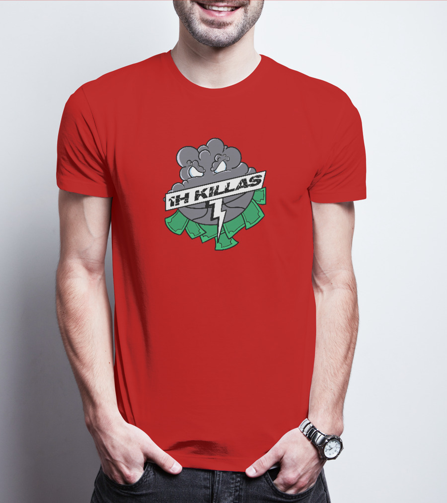 1H Killas Angry Cloud With Lightning And Money T-Shirt